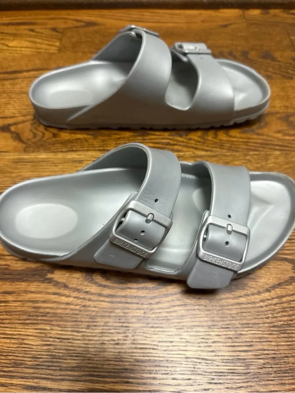 Birkenstock Silver Double Buckle EVA Sandals